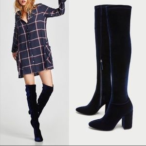 Zara Over the Knee Nancy Velvet Boots Size 37 Like New